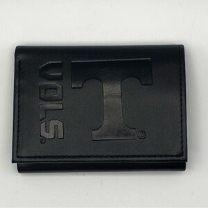 UT VOLS Black Leather Trifold Wallet TN College Fan Big Orange Graduation NWOT